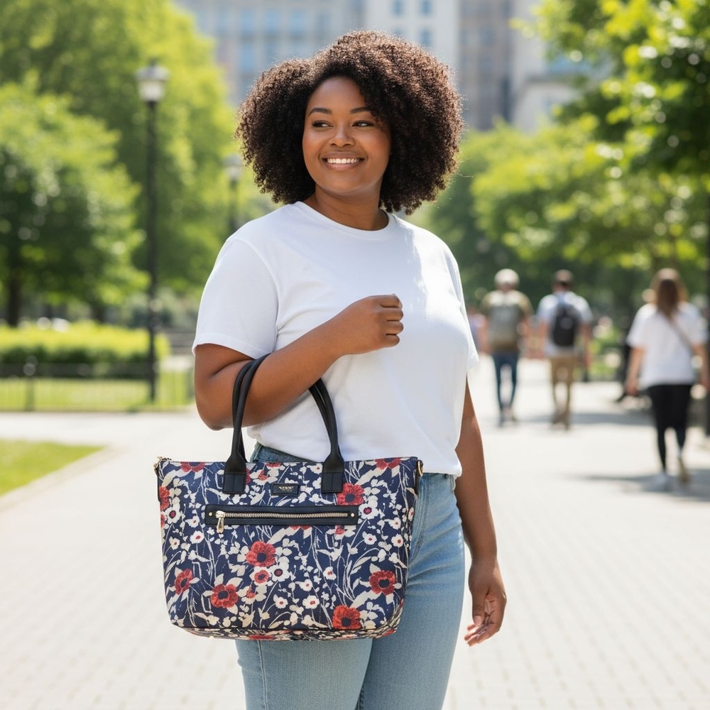 Trina Turk Navy and Red Floral Tote #2